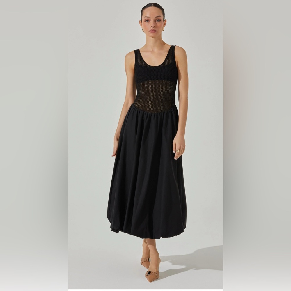 ASTR the Label Black Mesh Bubble Hem Dress